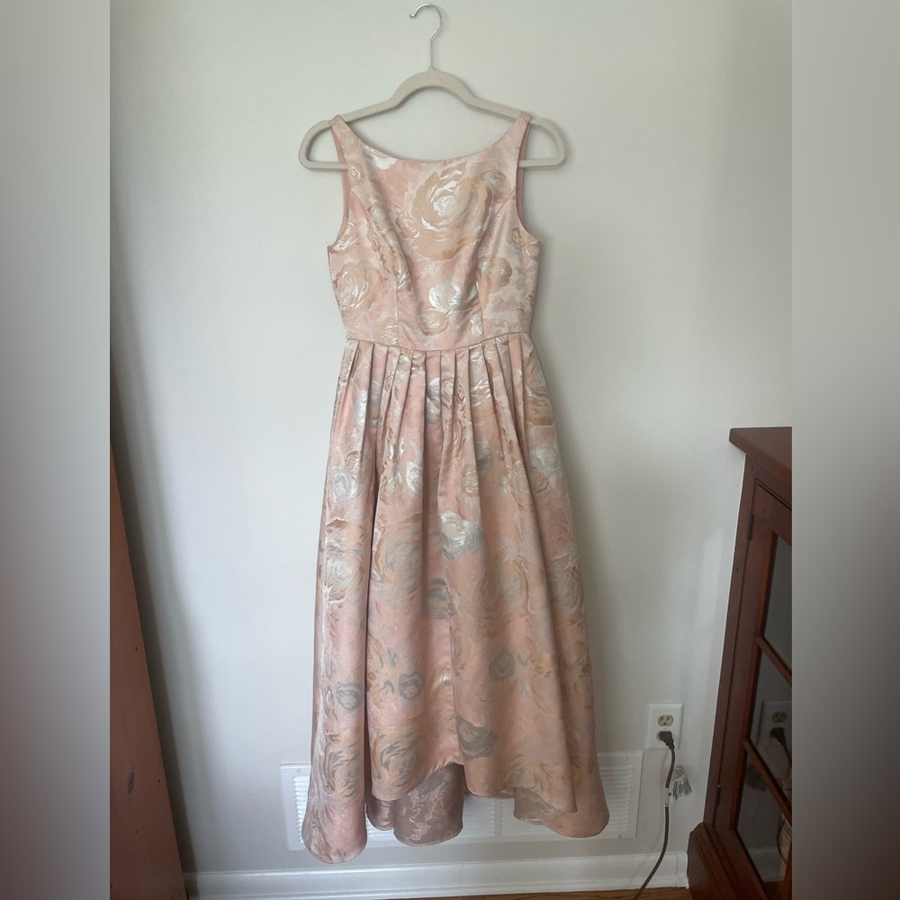 Adrianna Papell High Low Pink Floral Formal Dress Sz 2